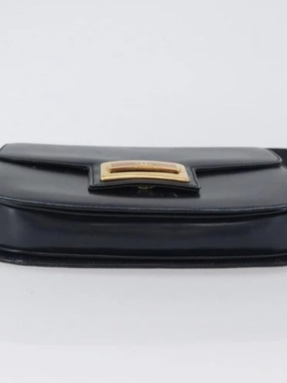 GUCCI Shoulder Bag Leather Navy Gold Auth 169677 - Picture 4 of 15